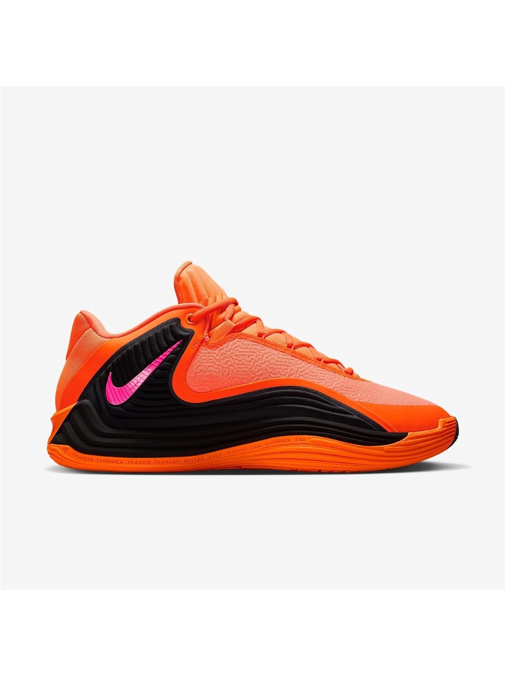 Nike Orange Low-Top Sneaker with Pink Swoosh and Black Accents